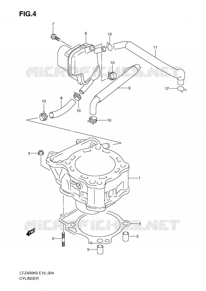 CYLINDER Suzuki QUAD 400 QUADSPORT 2009  LT-Z400ZK9(E19)