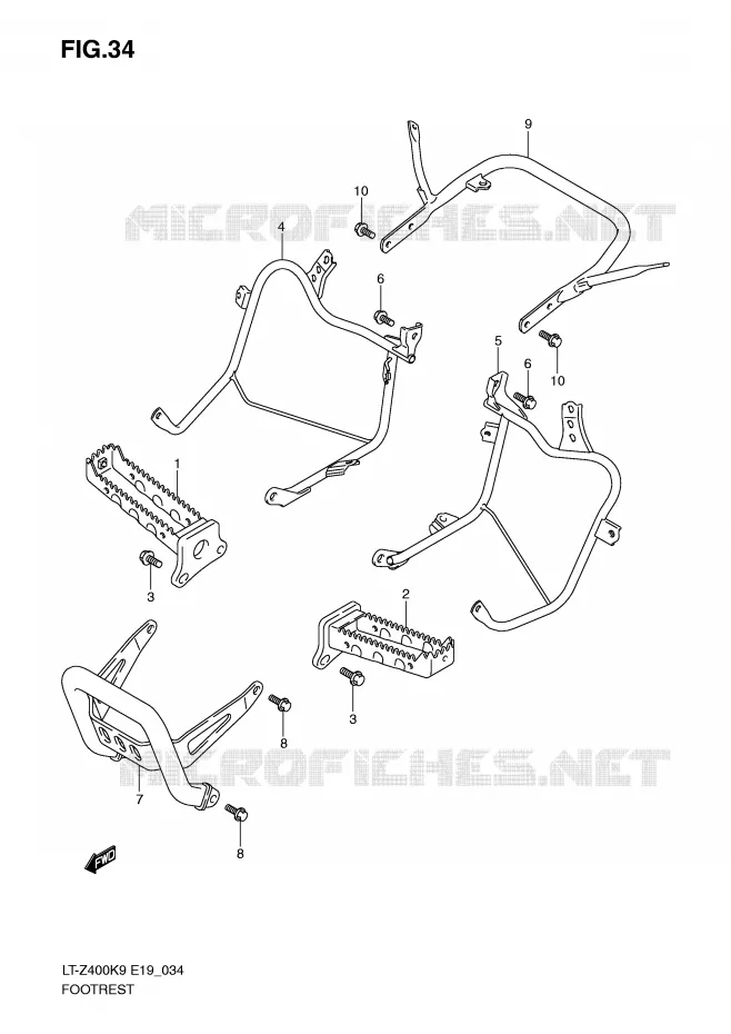 FOOTREST Suzuki QUAD 400 QUADSPORT 2010  LT-Z400ZL0(E19)