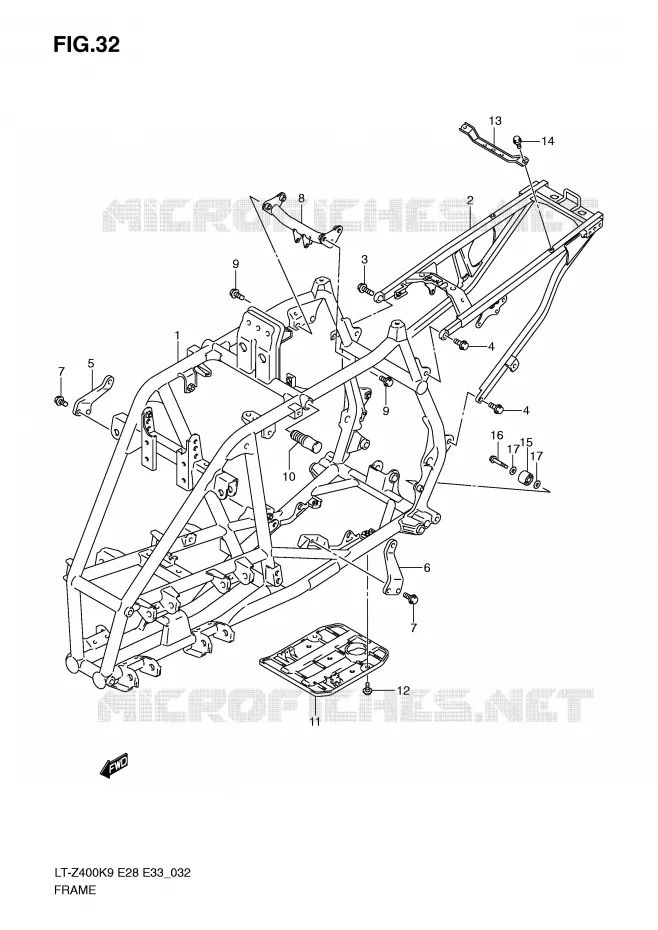 FRAME Suzuki QUAD 400 QUADSPORT 2009  LT-Z400K9(E28/E33)