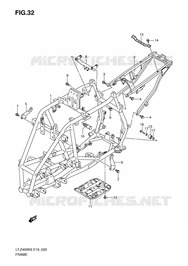 FRAME Suzuki QUAD 400 QUADSPORT 2010  LT-Z400ZL0(E19)