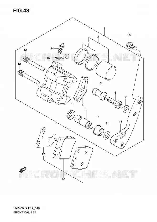 FRONT CALIPER Suzuki QUAD 400 QUADSPORT 2009  LT-Z400ZK9(E19)