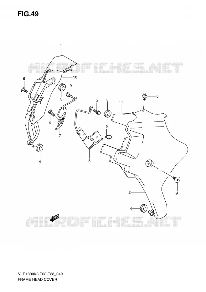 FRONT FRAME COVER Suzuki MOTO 1800 BOULEVARD 2008  VLR1800K8(E3/E28)