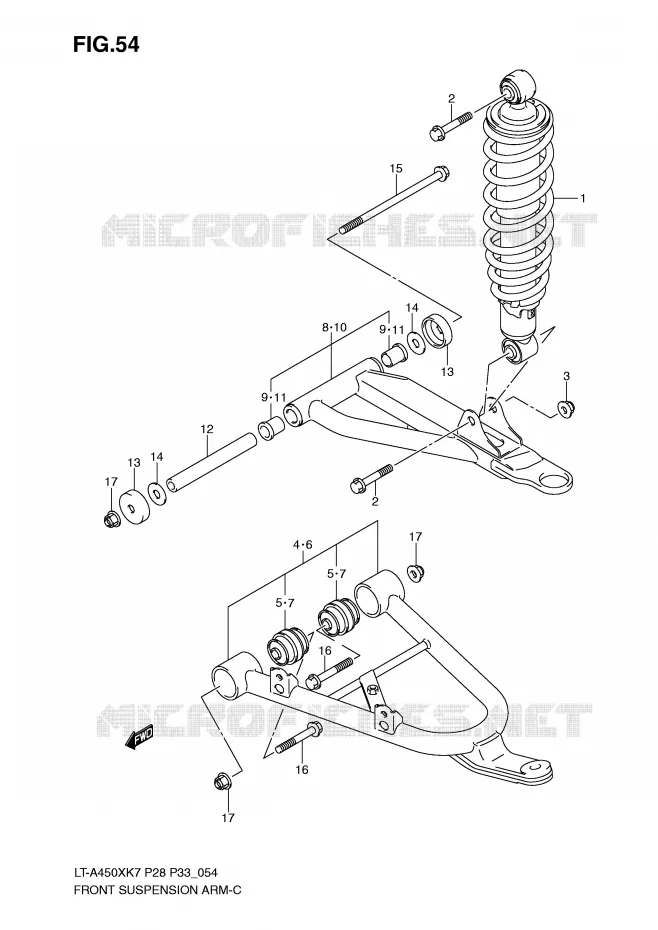 FRONT SUSPENSION ARM (MODEL K7) Suzuki QUAD 450 KINGQUAD 2007  LT-A450XK7(P28/P33)