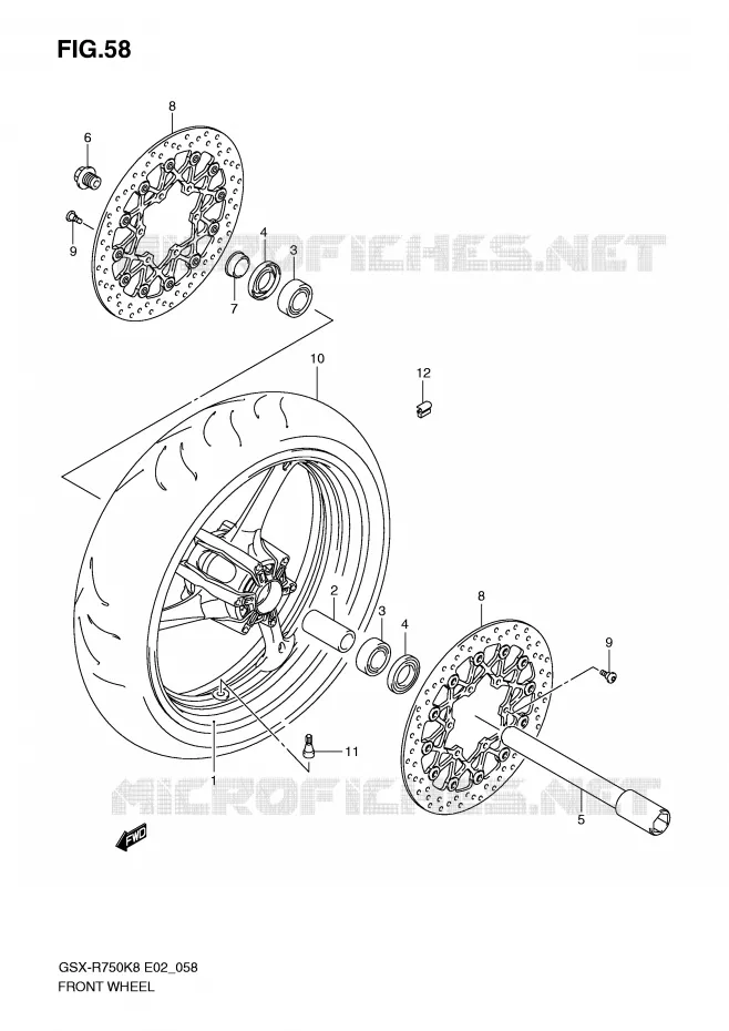 FRONT WHEEL Suzuki MOTO 750 GSX-R 2008  GSX-R750U2K8(E2)