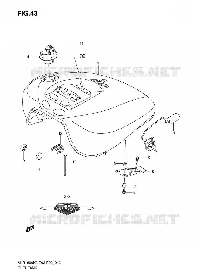 FUEL TANK (VLR1800K8/K9) Suzuki MOTO 1800 BOULEVARD 2009  VLR1800TK9(E3/E28)