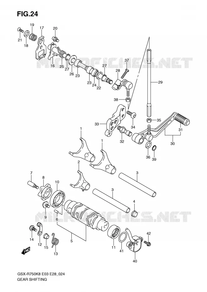 GEAR SHIFTING ASSY Suzuki MOTO 750 GSX-R 2008  GSX-R750K8(E3/E28)