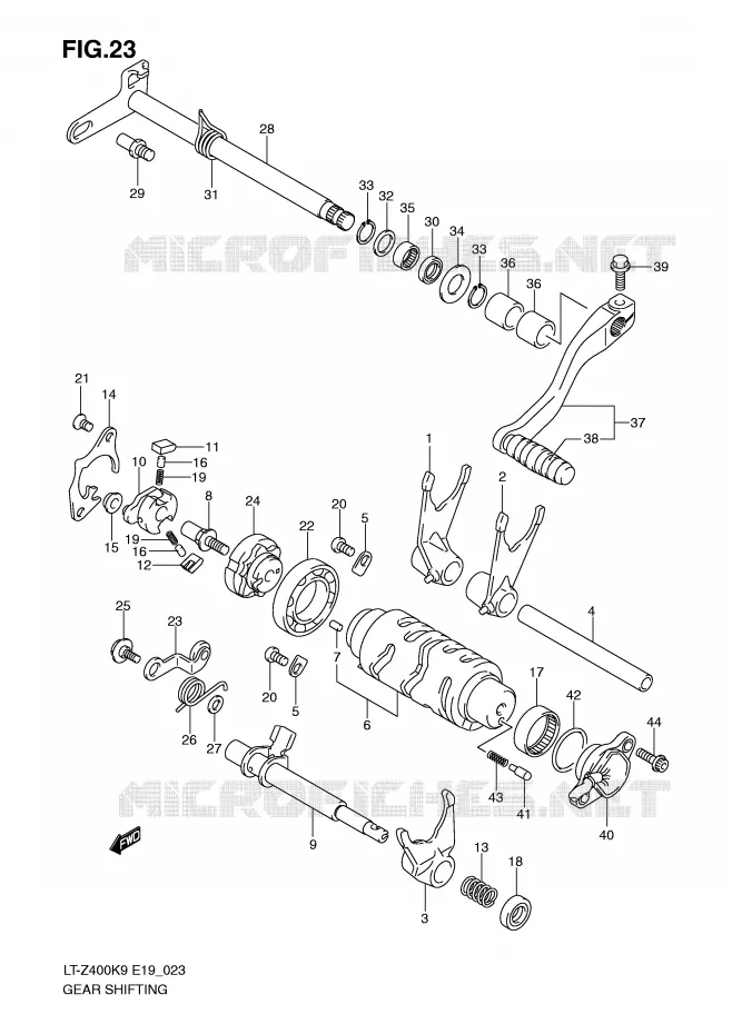 GEAR SHIFTING ASSY Suzuki QUAD 400 QUADSPORT 2009  LT-Z400ZK9(E19)