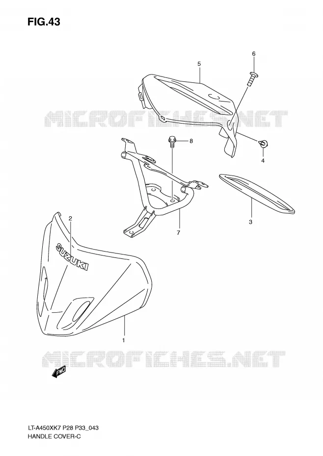 HANDLEBAR FAIRING (MODEL K7/K8) Suzuki QUAD 450 KINGQUAD 2009  LT-A450XK9(P28/P33)