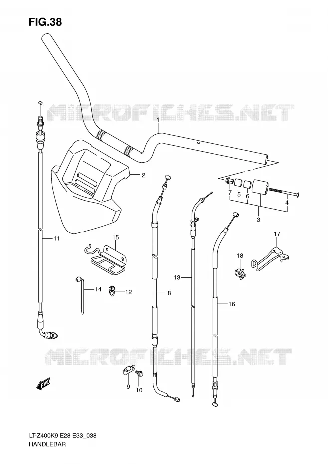 HANDLEBAR Suzuki QUAD 400 QUADSPORT 2010  LT-Z400L0(E28/E33)