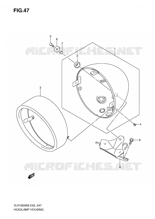 HEADLAMP HOUSING Suzuki MOTO 1800 BOULEVARD 2008  VLR1800U2K8(E2)