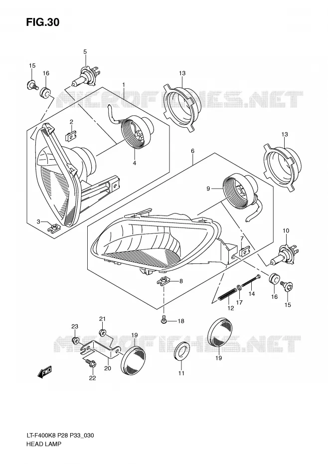 HEADLIGHT Suzuki QUAD 400 KINGQUAD 2010  LT-F400L0(P28/P33)