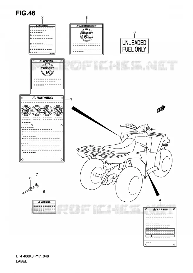 LABEL Suzuki QUAD 400 KINGQUAD 2008  LT-F400K8(P17)