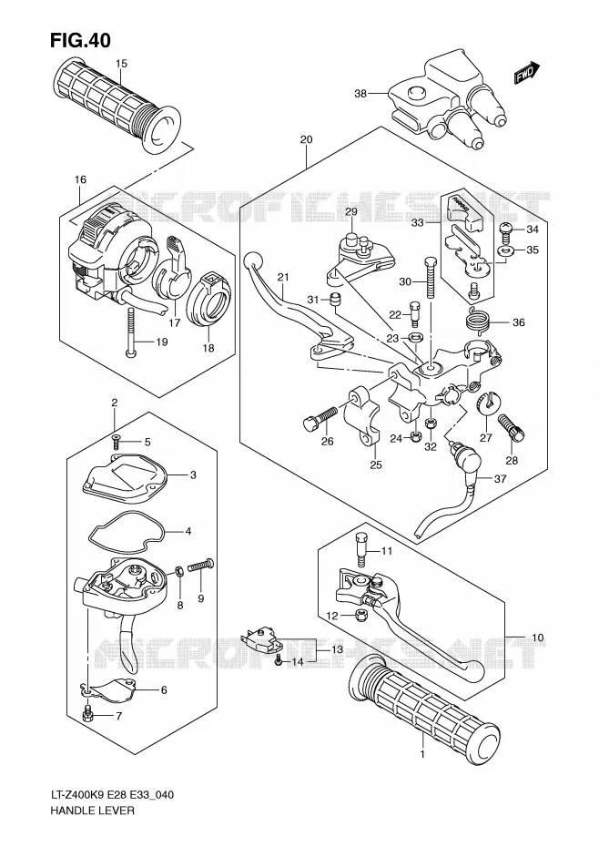 LEVERS - HANDGRIPS Suzuki QUAD 400 QUADSPORT 2009  LT-Z400ZK9(E28/E33)