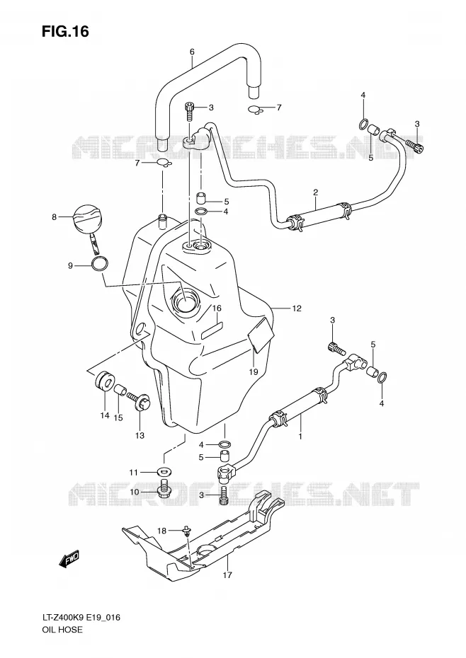 OIL HOSE Suzuki QUAD 400 QUADSPORT 2010  LT-Z400ZL0(E19)