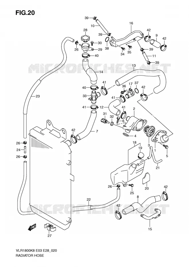 RADIATOR HOSE - EXPANSION TANK Suzuki MOTO 1800 BOULEVARD 2009  VLR1800TK9(E3/E28)