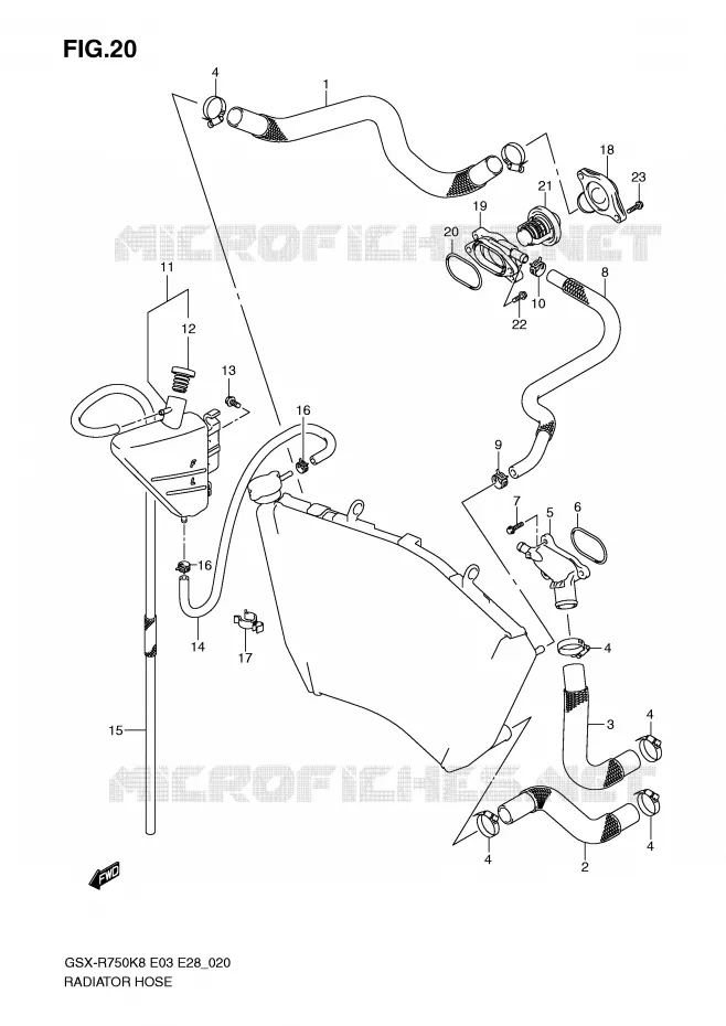 RADIATOR HOSE - EXPANSION TANK Suzuki MOTO 750 GSX-R 2008  GSX-R750K8(E3/E28)