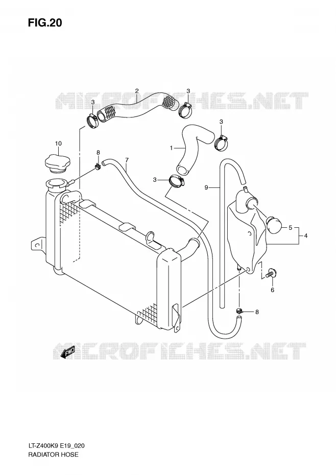 RADIATOR HOSE - EXPANSION TANK Suzuki QUAD 400 QUADSPORT 2009  LT-Z400ZK9(E19)