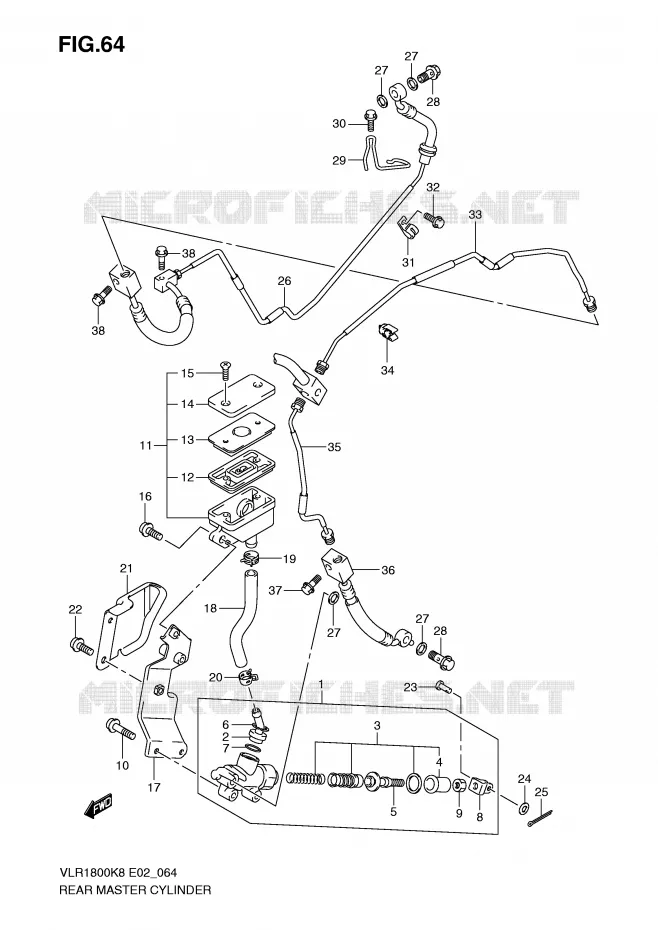 REAR BRAKE MASTER CYLINDER Suzuki MOTO 1800 BOULEVARD 2008  VLR1800U2K8(E2)