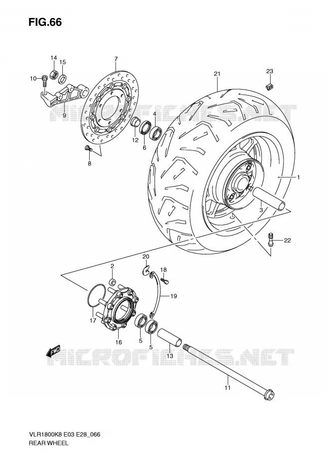 REAR WHEEL Suzuki MOTO 1800 BOULEVARD 2010  VLR1800L0(E3/E28)