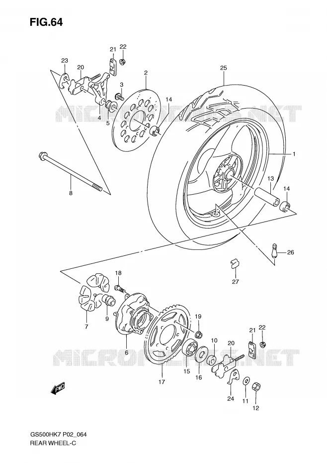 REAR WHEEL Suzuki MOTO 500 GS-E 2007  GS500HK7(P02)
