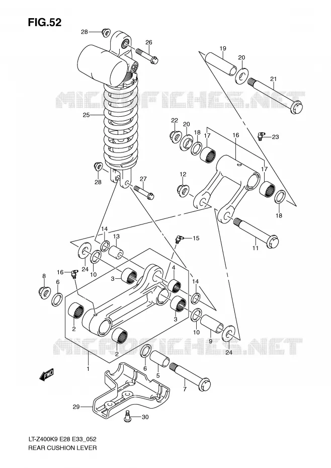 SHOCK ABSORBER LINKAGE Suzuki QUAD 400 QUADSPORT 2010  LT-Z400L0(E28/E33)