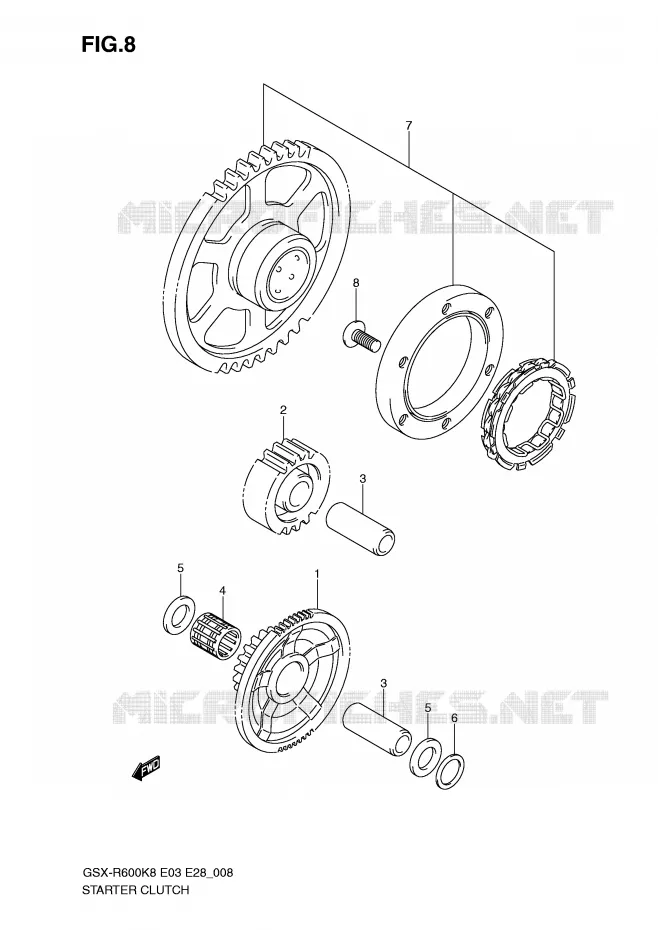 STARTER MOTOR CLUTCH Suzuki MOTO 600 GSX-R 2010  GSX-R600L0(E3/E28)