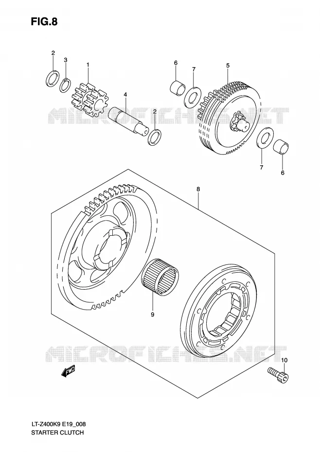 STARTER MOTOR CLUTCH Suzuki QUAD 400 QUADSPORT 2010  LT-Z400L0(E19)