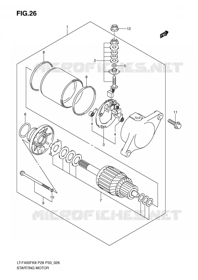 STARTER MOTOR (MODEL K8/K9) Suzuki QUAD 400 KINGQUAD 2009  LT-F400FK9(P28/P33)