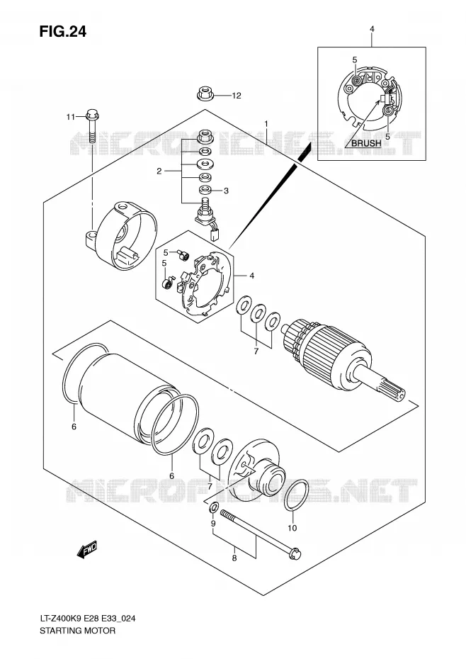 STARTER MOTOR (MODEL K9) Suzuki QUAD 400 QUADSPORT 2009  LT-Z400K9(E28/E33)