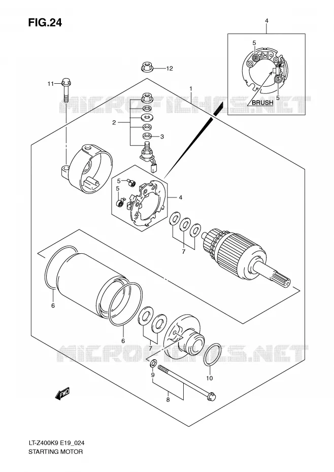 STARTER MOTOR (MODEL K9) Suzuki QUAD 400 QUADSPORT 2010  LT-Z400ZL0(E19)