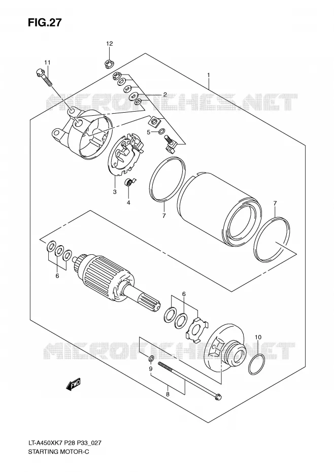 STARTER MOTOR Suzuki QUAD 450 KINGQUAD 2007  LT-A450XK7(P28/P33)