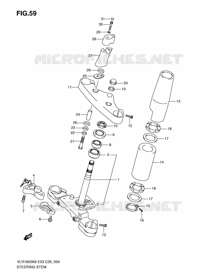 STEERING COLUMN Suzuki MOTO 1800 BOULEVARD 2010  VLR1800TL0(E3/E28)