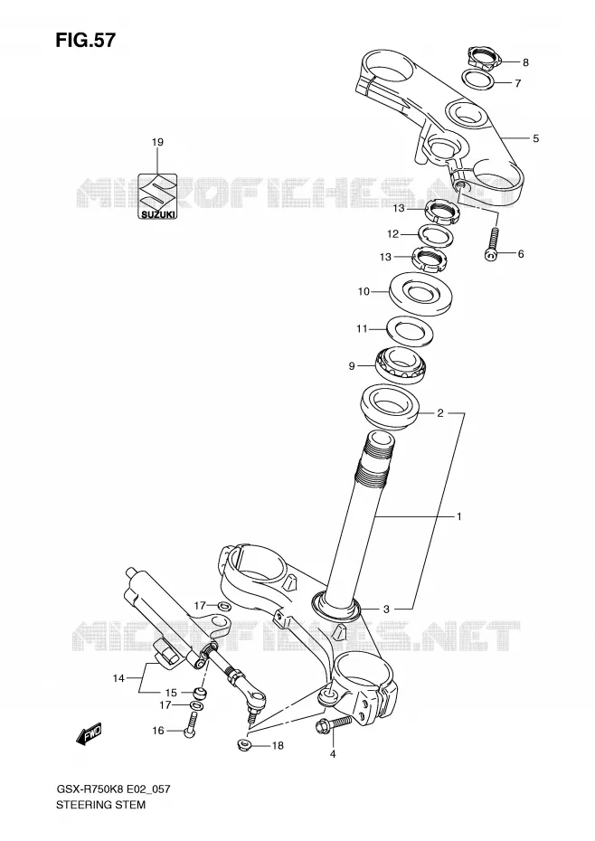 STEERING COLUMN Suzuki MOTO 750 GSX-R 2008  GSX-R750K8(E2)