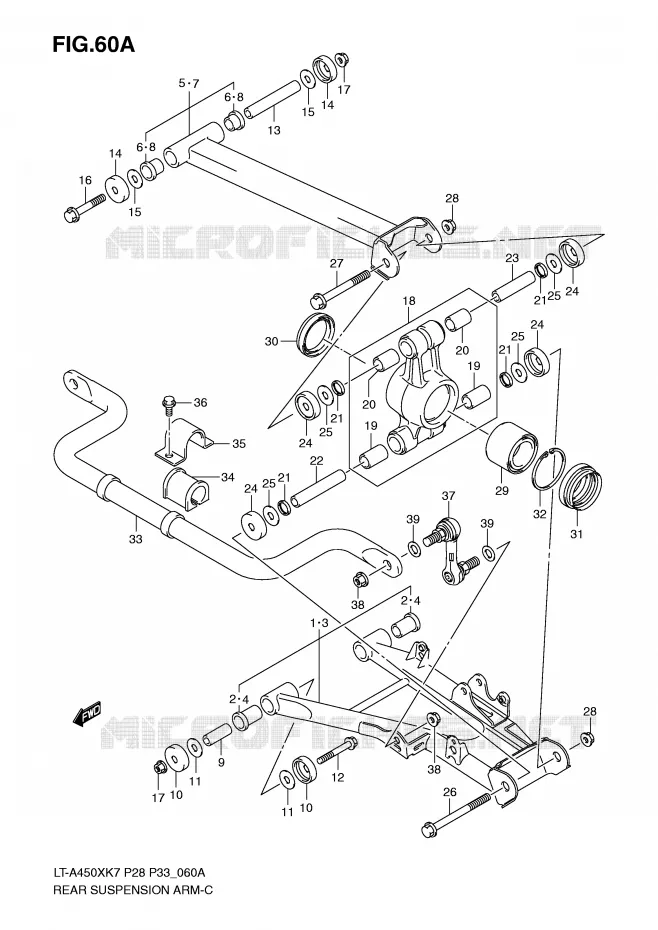 SWINGARM (MODEL K8/K9/L0) Suzuki QUAD 450 KINGQUAD 2009  LT-A450XK9(P28/P33)