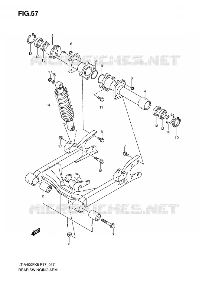 SWINGARM Suzuki QUAD 400 EIGER 2009  LT-A400FK9(P17)
