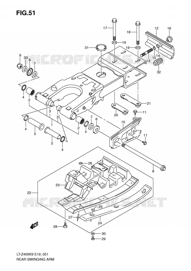 SWINGARM Suzuki QUAD 400 QUADSPORT 2009  LT-Z400K9(E19)