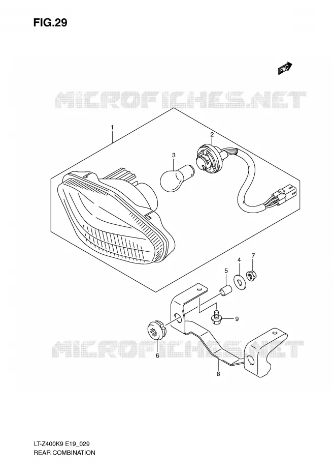 TAIL LIGHT Suzuki QUAD 400 QUADSPORT 2010  LT-Z400L0(E19)