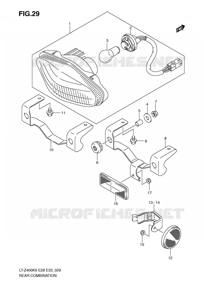 TAIL LIGHT Suzuki QUAD 400 QUADSPORT 2010  LT-Z400L0(E28/E33)
