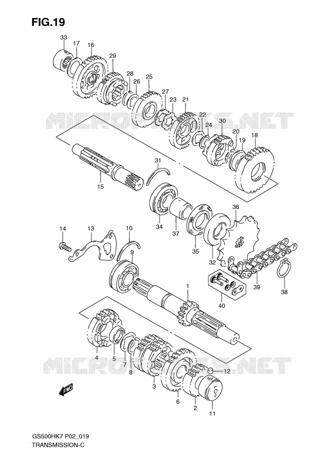 TRANSMISSION Suzuki MOTO 500 GS-F 2007  GS500FMK7(P02)