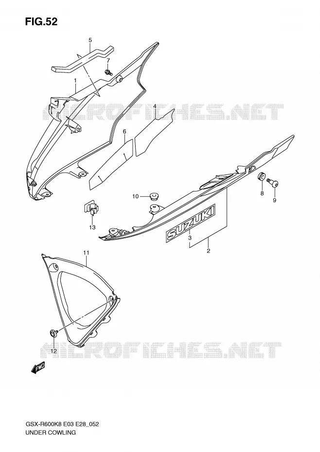 UNDER COWLING (MODEL K8) Suzuki MOTO 600 GSX-R 2008  GSX-R600K8(E3/E28)