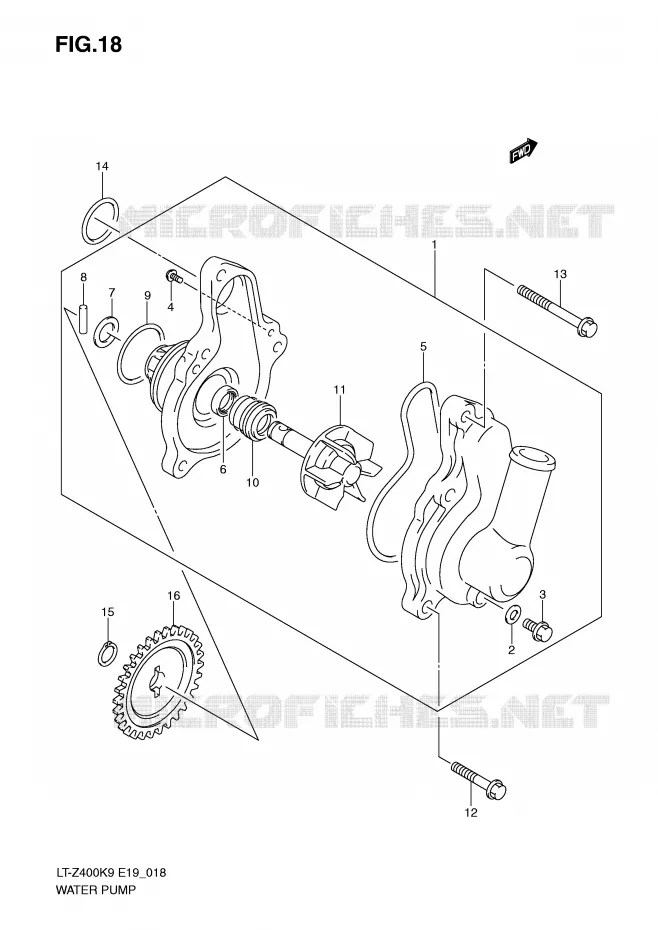 WATER PUMP Suzuki QUAD 400 QUADSPORT 2009  LT-Z400ZK9(E19)