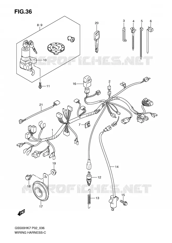WIRING HARNESS (GS500FH P2, P19, P24, P54, GS500FM P19) Suzuki MOTO 500 GS-F 2007  GS500FHK7(P02)