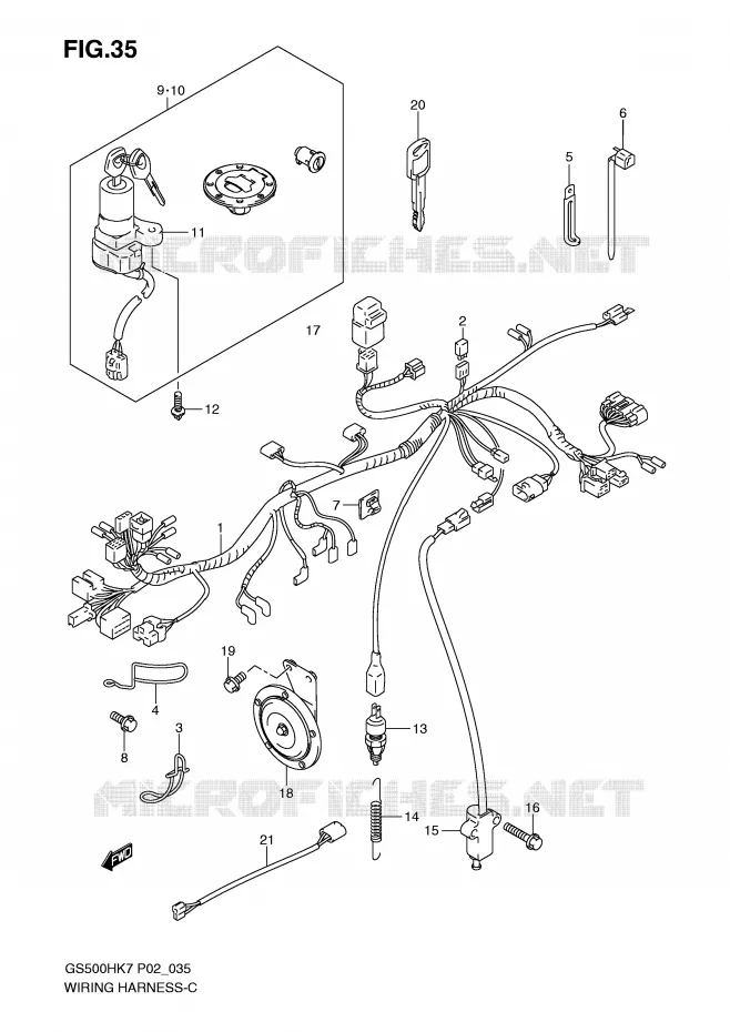 WIRING HARNESS (GS500H P2, P19, P24, P54, GS500HU P19) Suzuki MOTO 500 GS-F 2008  GS500FHK8(P02)