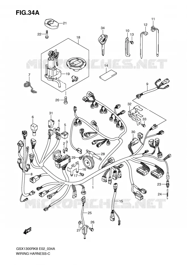 WIRING HARNESS (GSX1300RK8/RK9 P37) Suzuki MOTO 1300 HAYABUSA 2009  GSX1300RK9(E2)