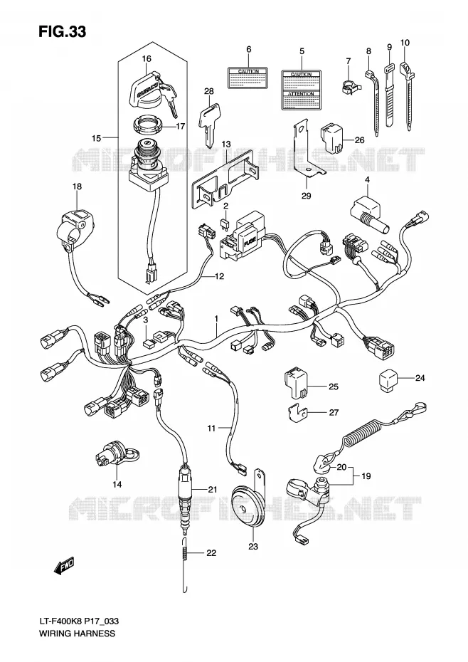 WIRING HARNESS (MODEL K8/K9) Suzuki QUAD 400 KINGQUAD 2010  LT-F400L0(P17)
