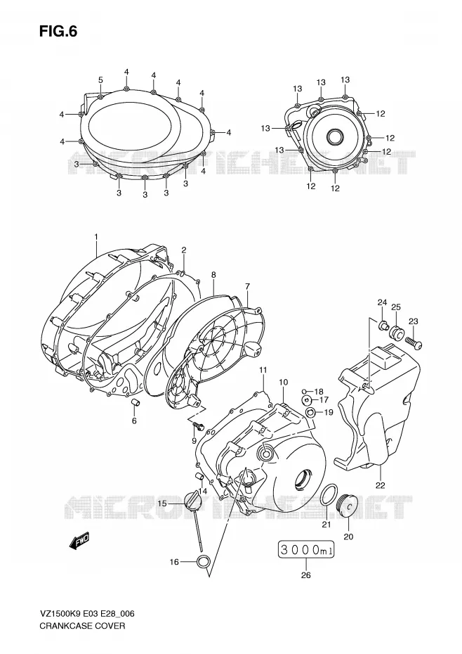 CRANKCASE COVER Suzuki MOTO 1500 BOULEVARD 2010  VZ1500L0(E3/E28)