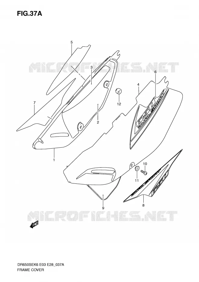 FAIRING (MODEL K8/K9/L0) Suzuki MOTO 650 DR 2007  DR650SEK7(E3/E28)