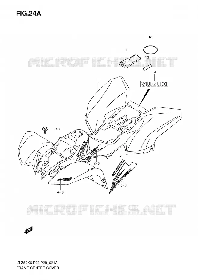 FAIRING (MODEL K8/K9) Suzuki QUAD 50 QUADSPORT 2006  LT-Z50K6(P3/P28)