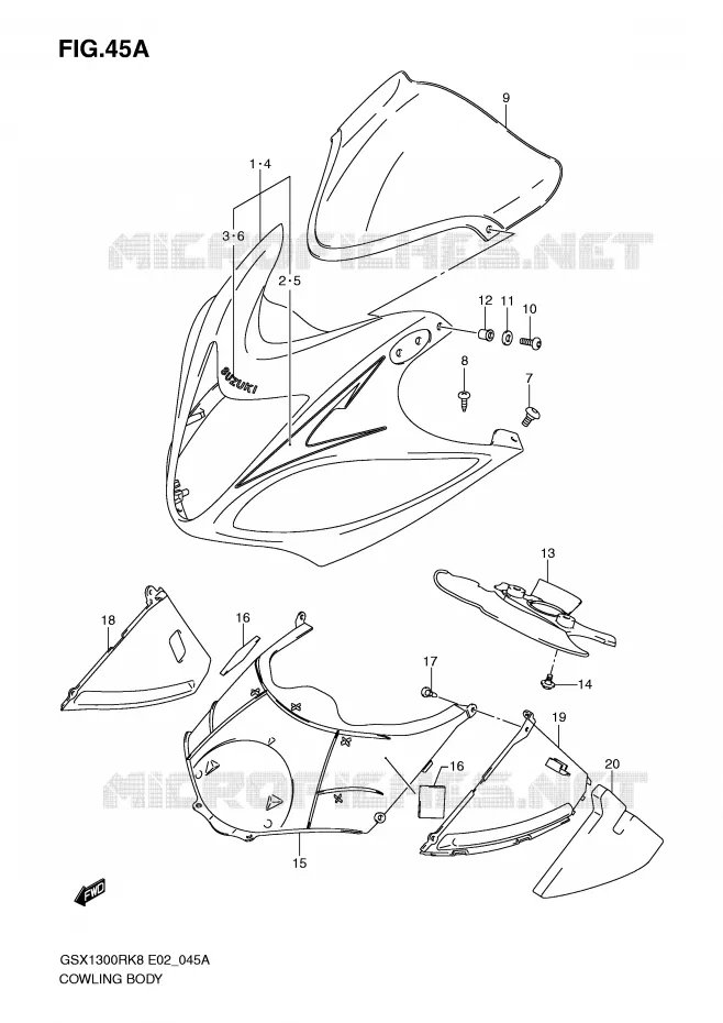 FAIRING (MODEL K9) Suzuki MOTO 1300 HAYABUSA 2010  GSX1300RL0(E2)