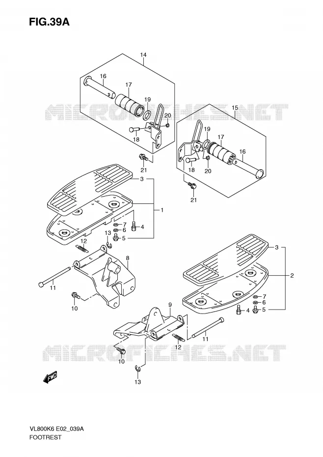 FOOTREST (MODEL K9/L0) Suzuki MOTO 800 VOLUSIA 2009  VL800UEK9(E2)